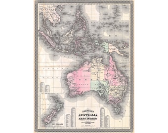 Geographicus, Johnson Map of Australia, the East Indies, and Southeast Asia, 1870 | Art Print | Canvas Print | Fine Art Poster | Art