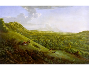 George Lambert, Box Hill, Surrey, with Dorking in the distance, 1733 | Art Print | Canvas Print | Fine Art Poster | Art Reproduction