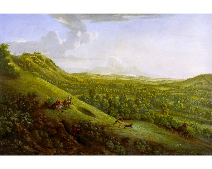 George Lambert, Box Hill, Surrey, with Dorking in the distance, 1733 | Art Print | Canvas Print | Fine Art Poster | Art Reproduction