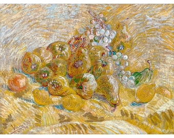 Van Gogh, Quinces, lemons, pears and grapes, 1887 | Art Print | Canvas Print | Fine Art Poster | Art Reproduction | Archival Giclee | Gift