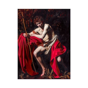 Caravaggio, Saint John the Baptist in the desert, 1605 | Art Print | Canvas Print | Fine Art Poster | Art Reproduction | Archival Giclee