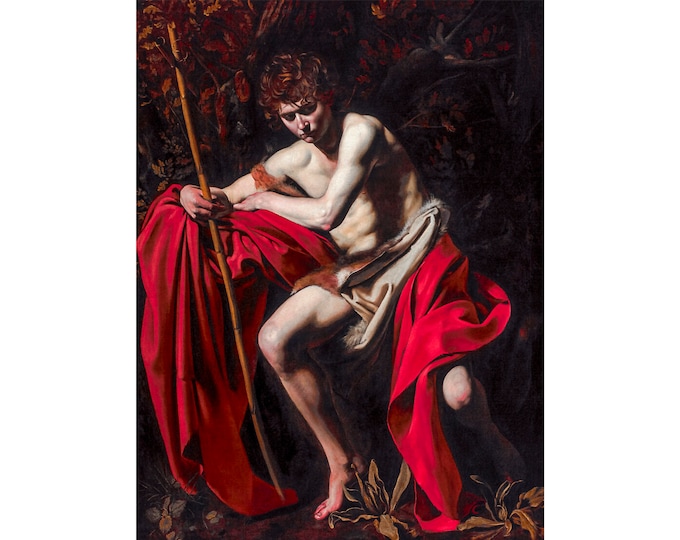 Caravaggio, Saint John the Baptist in the desert, 1605 | Art Print | Canvas Print | Fine Art Poster | Art Reproduction | Archival Giclee