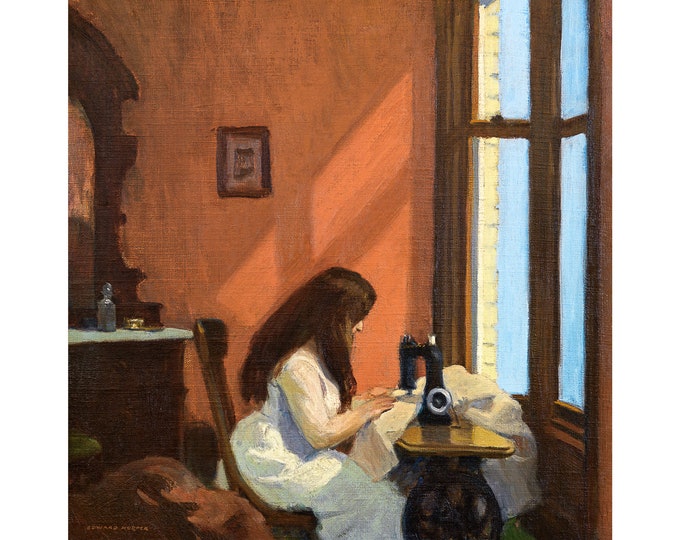 Edward Hopper, Girl at a Sewing Machine, 1921 | Art Print | Canvas Print | Fine Art Poster | Art Reproduction | Archival Giclee | Gift Wrap