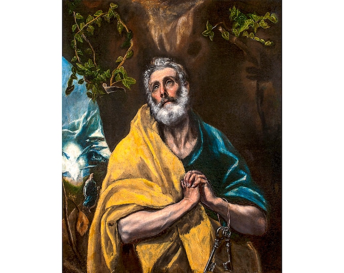 El Greco, Saint Peter in Tears, 1596 | Art Print | Canvas Print | Fine Art Poster | Art Reproduction | Archival Giclee | Gift Wrapped