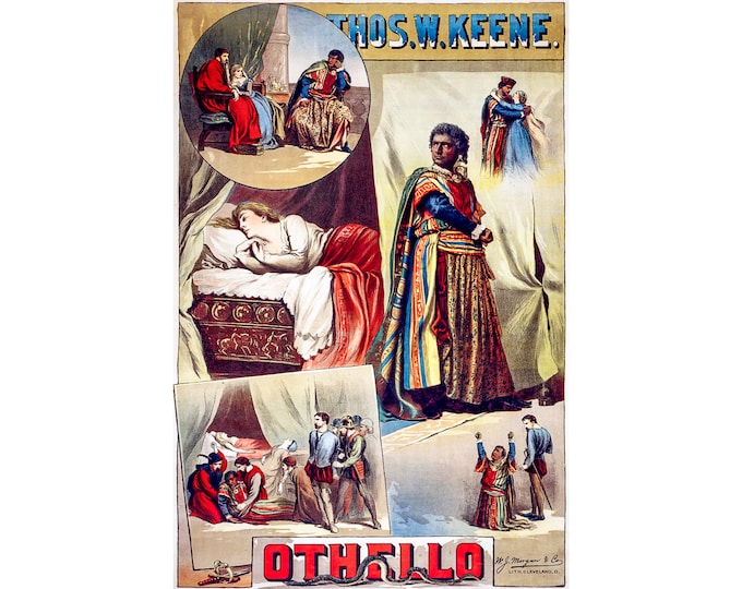 Othello, Thomas Keene, Theatre Poster | Art Print | Canvas Print | Fine Art Poster | Art Reproduction | Archival Giclee | Gift Wrapped