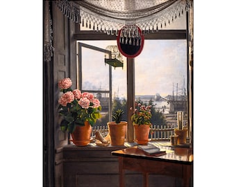 Martinus Rørbye, View from the Artist's Window, 1825 | Art Print | Canvas Print | Fine Art Poster | Art Reproduction | Archival Giclee