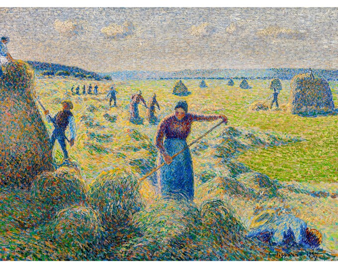 Camille Pissarro, Haymaking, Éragny, 1887 | Art Print | Canvas Print | Fine Art Poster | Art Reproduction | Archival Giclee | Gift Wrapped