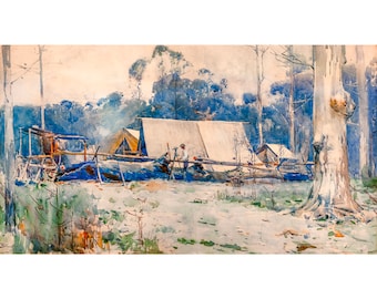 Arthur Streeton, Surveyor's Camp, 1896 | Art Print | Canvas Print | Fine Art Poster | Art Reproduction | Archival Giclee | Gift Wrapped