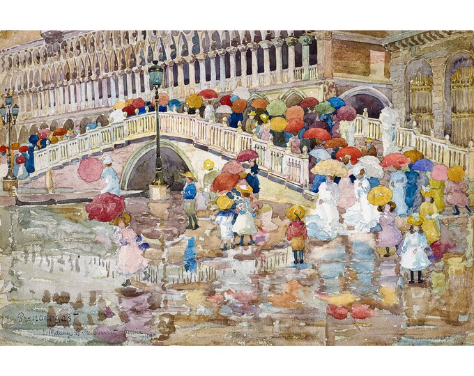 Maurice Prendergast, Umbrellas in the Rain, 1899 | Art Print | Canvas Print | Fine Art Poster | Art Reproduction | Archival Giclee | Gift