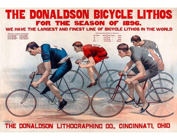 Donaldson Bicycle, Vintage Advertising | Art Print | Canvas Print | Fine Art Poster | Art Reproduction | Archival Giclee | Gift Wrapped