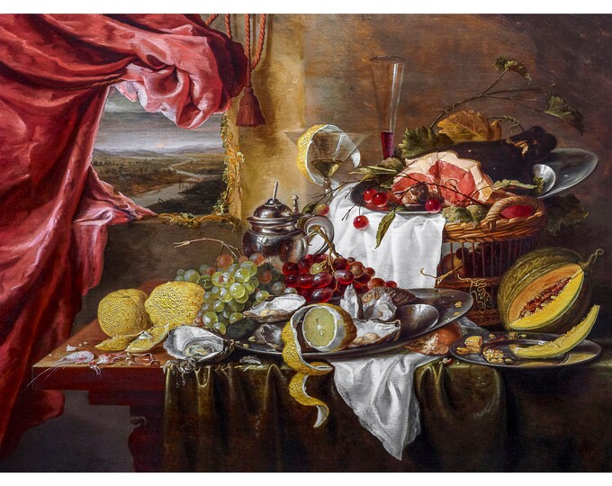 Laurens Craen, Still life with imaginary view, 1645 | Art Print | Canvas Print | Fine Art Poster | Art Reproduction | Archival Giclee | Gift