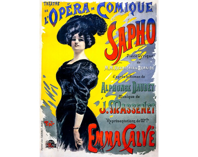 Sapho, Clyde Fitch, Play Poster, Theatre | Art Print | Canvas Print | Fine Art Poster | Art Reproduction | Archival Giclee | Gift Wrapped