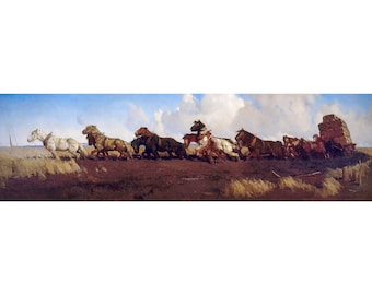 George W Lambert, Across the Black Soil Plains, 1899 | Art Print | Canvas Print | Fine Art Poster | Art Reproduction | Archival Giclee