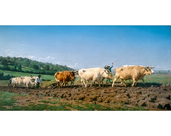 Rosa Bonheur, Ploughing in the Nivernais, 1849 | Art Print | Canvas Print | Fine Art Poster | Art Reproduction | Archival Giclee | Gift Wrap