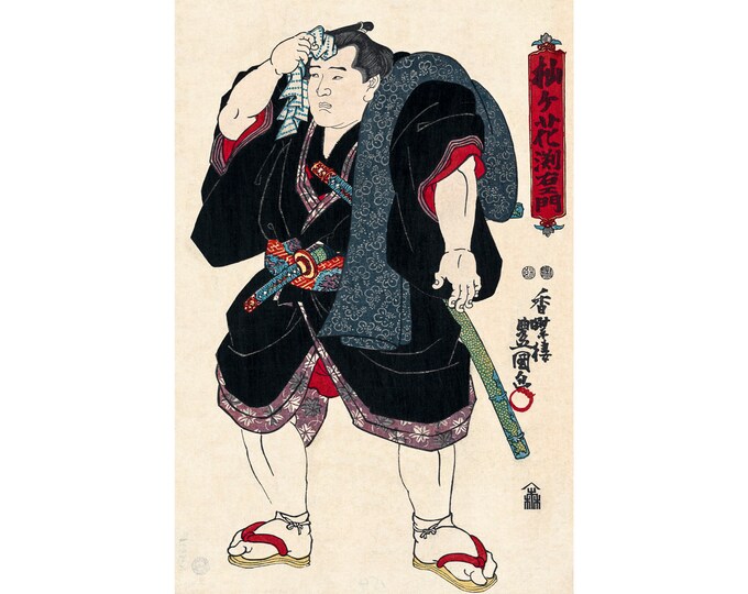 Utagawa Kunisada, Sumo Wrestler Somagahana Fuchiemon, 1850 | Art Print | Canvas Print | Fine Art Poster | Art Reproduction | Archival Giclee