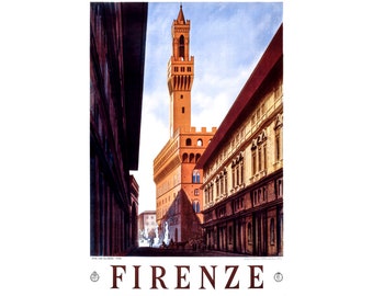 Firenze, Italy, Travel Ad | Art Print | Canvas Print | Fine Art Poster | Art Reproduction | Archival Giclee | Gift Wrapped
