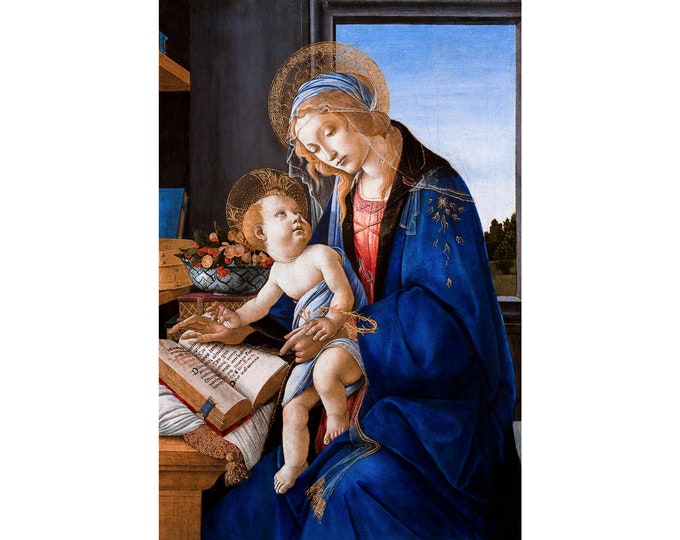 Sandro Botticelli, Madonna of the Book, 1480 | Art Print | Canvas Print | Fine Art Poster | Art Reproduction | Archival Giclee | Gift Wrap