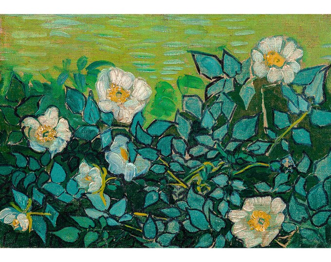 Van Gogh, Wild Roses, 1889 | Art Print | Canvas Print | Fine Art Poster | Art Reproduction | Archival Giclee | Gift Wrapped