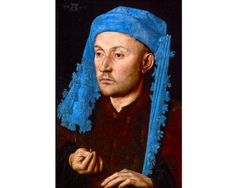 Jan van Eyck, Portrait of a Man with a Blue Chaperon, 1430 | Art Print | Canvas Print | Fine Art Poster | Art Reproduction | Archival Giclee