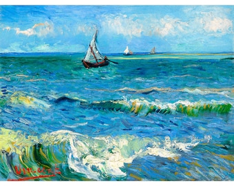 Van Gogh, Seascape near Les Saintes-Maries-de-la-Mer, 1888 | Art Print | Canvas Print | Fine Art Poster | Art Reproduction | Archival
