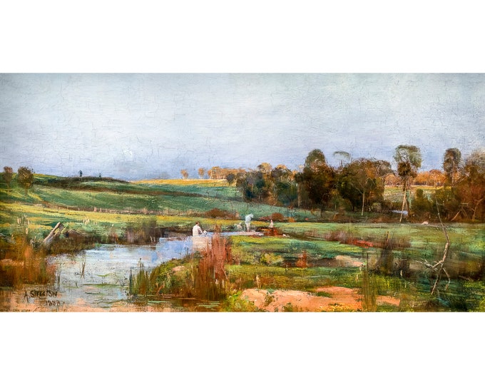 Arthur Streeton, Evening with Bathers, 1888 | Art Print | Canvas Print | Fine Art Poster | Art Reproduction | Archival Giclee | Gift Wrapped