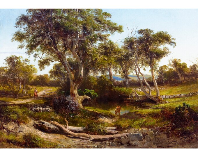 Louis Buvelot, Sheep Wash in the Western District, 1874 | Art Print | Canvas Print | Fine Art Poster | Art Reproduction | Archival Giclee