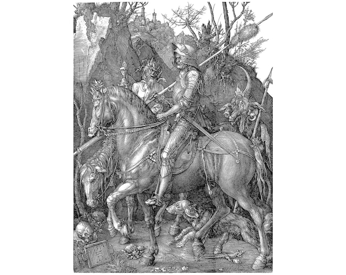 Albrecht Dürer, Knight, Death and the Devil, 1513 | Art Print | Canvas Print | Fine Art Poster | Art Reproduction | Archival Giclee | Gift