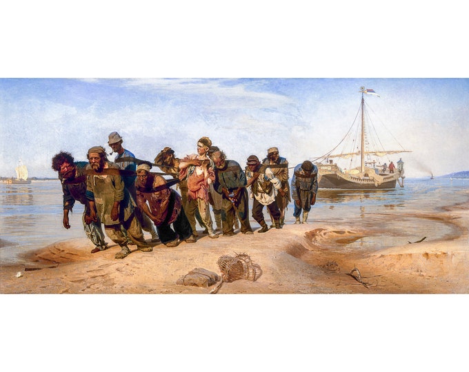 Ilya Repin, Barge Haulers on the Volga, 1870 | Art Print | Canvas Print | Fine Art Poster | Art Reproduction | Archival Giclee | Gift Wrap