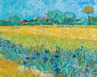 Van Gogh, View of Arles with Irises, 1888 | Art Print | Canvas Print | Fine Art Poster | Art Reproduction | Archival Giclee | Gift Wrapped