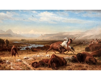 Albert Bierstadt, The Last of the Buffalo | Art Print | Canvas Print | Fine Art Poster | Art Reproduction | Archival Giclee | Gift Wrapped
