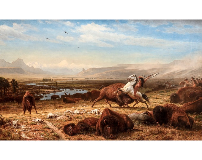 Albert Bierstadt, The Last of the Buffalo | Art Print | Canvas Print | Fine Art Poster | Art Reproduction | Archival Giclee | Gift Wrapped