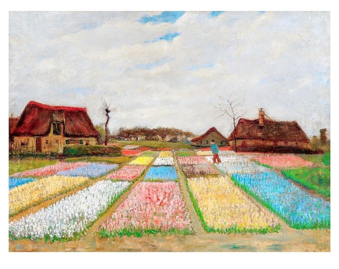 Van Gogh - Bulb Fields, Tulips (1883), Canvas Print or Fine Art Giclee - Enhanced