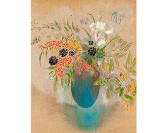 Odilon Redon, Flowers, Fleurs dans un vase, Redon Art Print | Canvas Print | Fine Art Poster | Art Reproduction | Giclee | Gift Wrapped