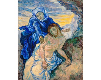 Van Gogh - The Pieta (after Delacroix), (1889), Canvas Print or Fine Art Giclee - Enhanced