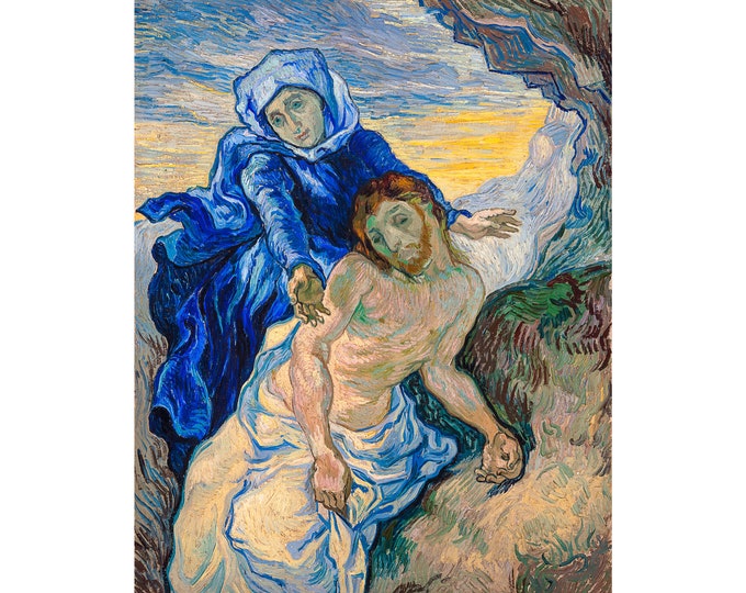 Van Gogh, The Pietà (after Delacroix), 1889 | Art Print | Canvas Print | Fine Art Poster | Art Reproduction | Archival Giclee | Gift Wrapped