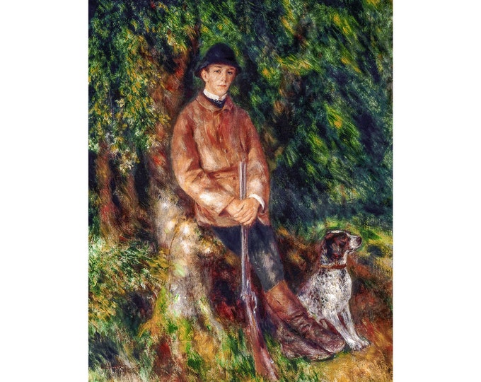 Renoir, Portrait of Alfred Bérard with His Dog, 1881 | Art Print | Canvas Print | Fine Art Poster | Art Reproduction | Archival Giclee