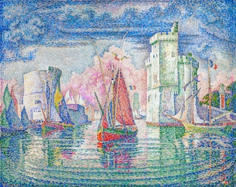 Paul Signac, Entrance of La Rochelle Harbor, 1921 | Art Print | Canvas Print | Fine Art Poster | Art Reproduction | Archival Giclee | Gift
