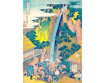 Hokusai, Rōben Waterfall at Ōyama in Sagami Province, 1827 | Art Print | Canvas Print | Fine Art Poster | Art Reproduction | Archival Giclee