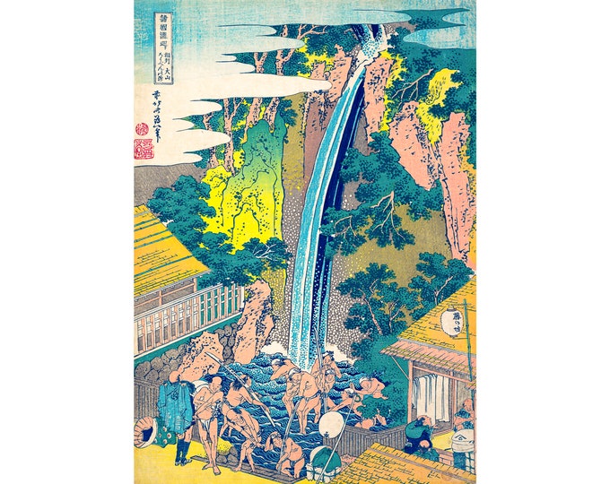 Hokusai, Rōben Waterfall at Ōyama in Sagami Province, 1827 | Art Print | Canvas Print | Fine Art Poster | Art Reproduction | Archival Giclee