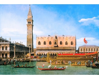 Canaletto, The Bucintoro at the Molo on Ascension Day, 1745 | Art Print | Canvas Print | Fine Art Poster | Art Reproduction | Archival