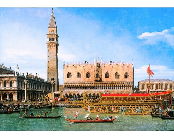 Canaletto, The Bucintoro at the Molo on Ascension Day, 1745 | Art Print | Canvas Print | Fine Art Poster | Art Reproduction | Archival