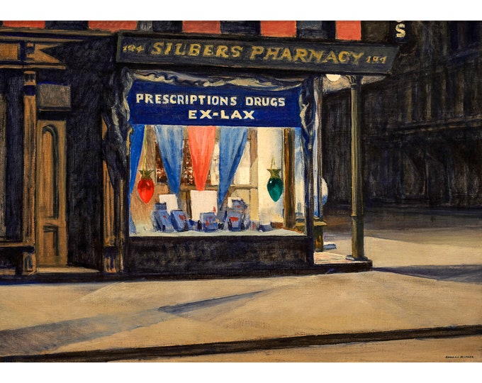 Edward Hopper, Drug Store, 1927 | Art Print | Canvas Print | Fine Art Poster | Art Reproduction | Archival Giclee | Gift Wrapped