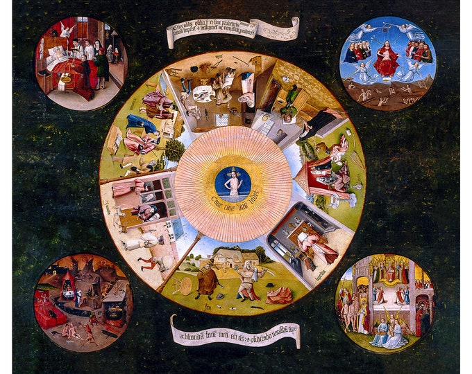 Hieronymus Bosch, Seven Deadly Sins and the Four Last Things, 1500 | Art Print | Canvas Print | Fine Art Poster | Art Reproduction