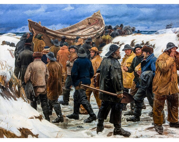 Michael Ancher, The Lifeboat is Taken through the Dunes, 1883 | Art Print | Canvas Print | Fine Art Poster | Art Reproduction | Archival