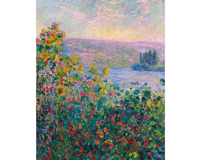 Claude Monet, Flower Beds at Vétheuil, 1881 | Art Print | Canvas Print | Fine Art Poster | Art Reproduction | Archival Giclee | Gift Wrapped