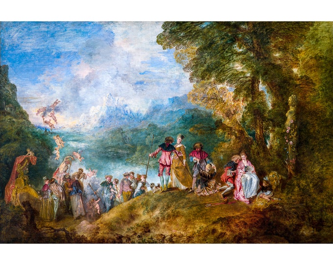 Antoine Watteau, Pilgrimage to Cythera, The Embarkation for Cythera, 1719 | Art Print | Canvas Print | Fine Art Poster | Art Reproduction