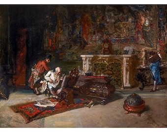 Marià Fortuny, The Print Collector, 1866 | Art Print | Canvas Print | Fine Art Poster | Art Reproduction | Archival Giclee | Gift Wrapped