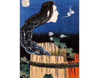 Hokusai, The ghost of Okiku at the Estate of Sara, from 100 Ghost Stories, 1832 | Art Print | Canvas Print | Fine Art Poster | Art