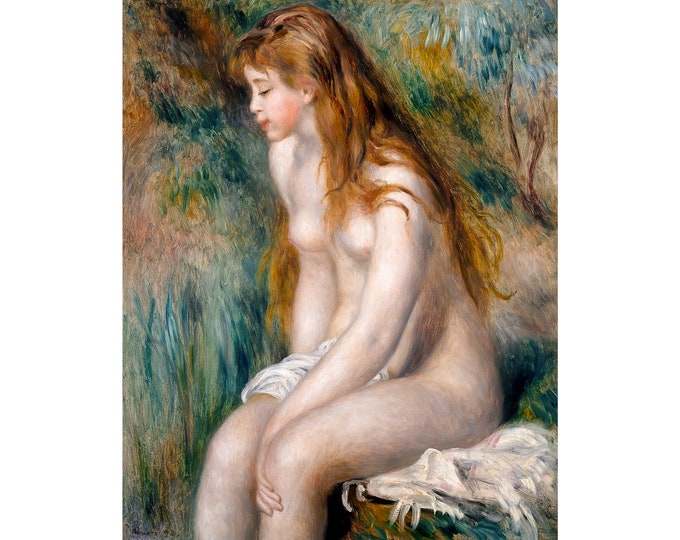 Renoir, Young Girl Bathing, 1892 | Art Print | Canvas Print | Fine Art Poster | Art Reproduction | Archival Giclee | Gift Wrapped