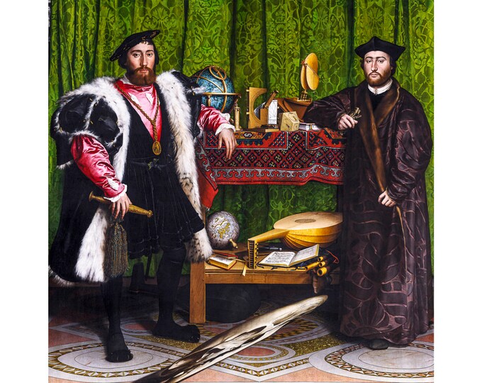 Hans Holbein, The Ambassadors, 1533 | Art Print | Canvas Print | Fine Art Poster | Art Reproduction | Archival Giclee | Gift Wrapped